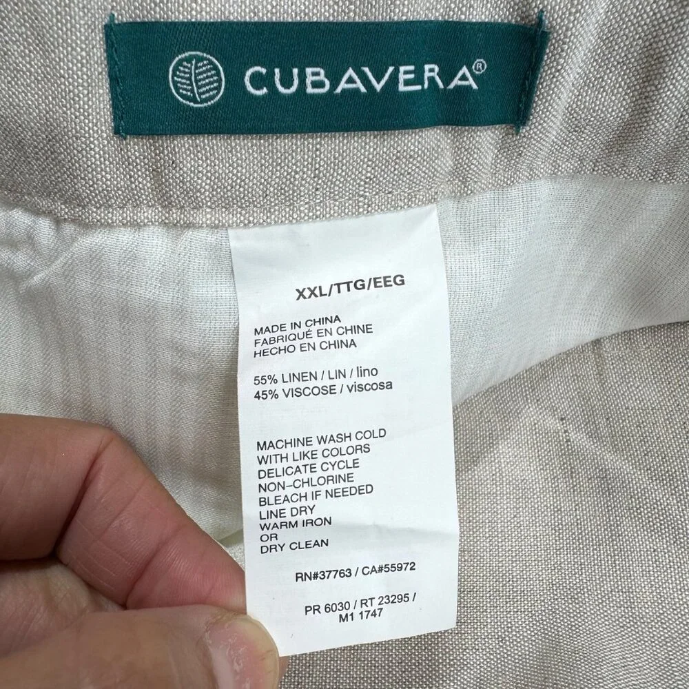 Cubavera Natural Oatmeal Linen Blend Drawstring waist Lounge Pants Men's 2XL